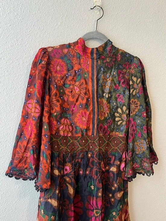 NWT FARM Rio x Anthropologie Mock Neck Abstract Floral Dress Small - Picture 3 of 12
